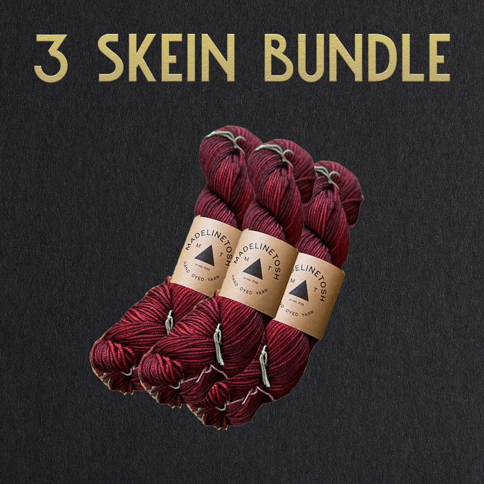 3 Skein Bundle: Madelinetosh custom dyed Tosh Vintage yarn "Sandra's Revenge"
