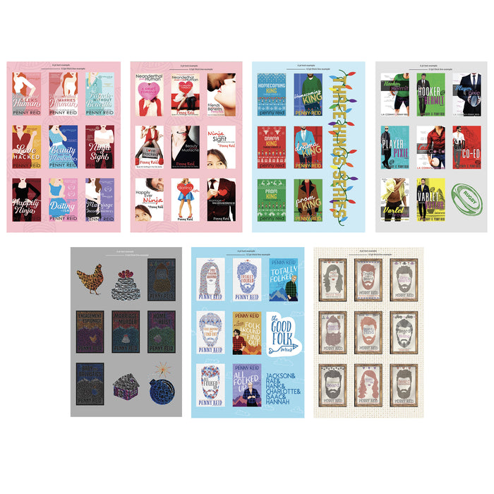 Penny Reid Neat Stuff: ALL the Series Sticker Sheets