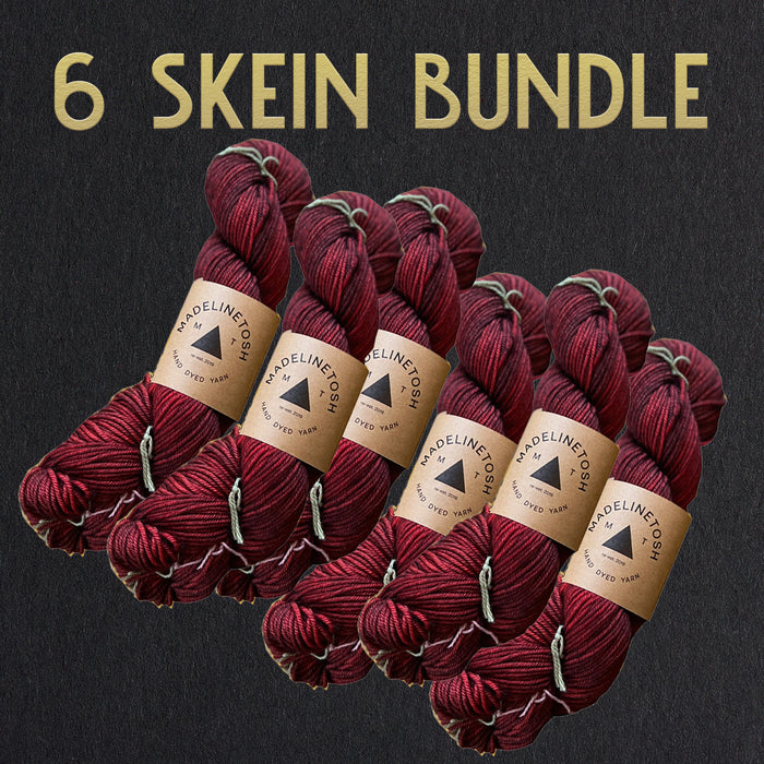 6 Skein Bundle: Madelinetosh custom dyed Tosh Vintage yarn "Sandra's Revenge"