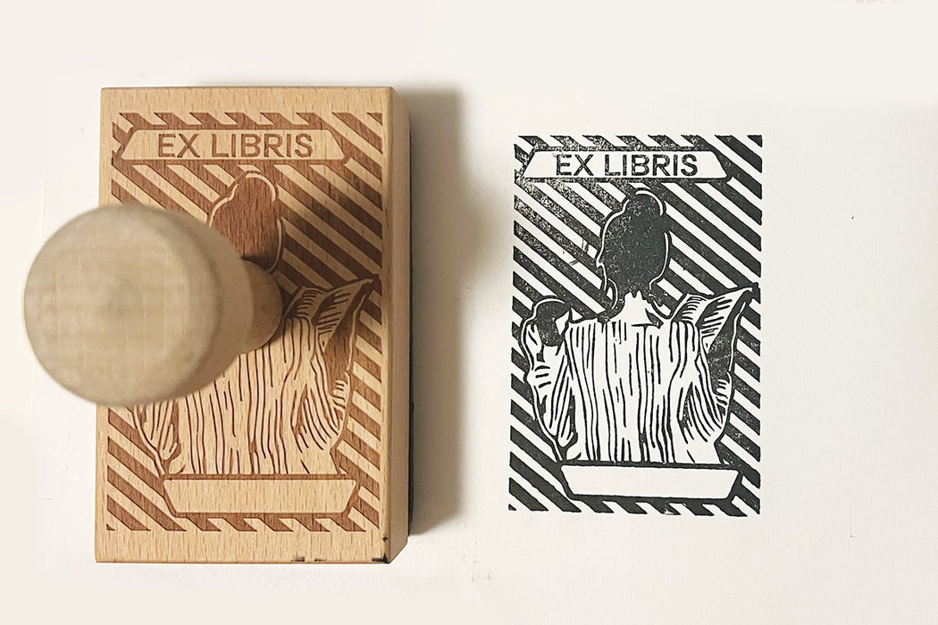 ExLibris Stamp "Stripes and Tea"