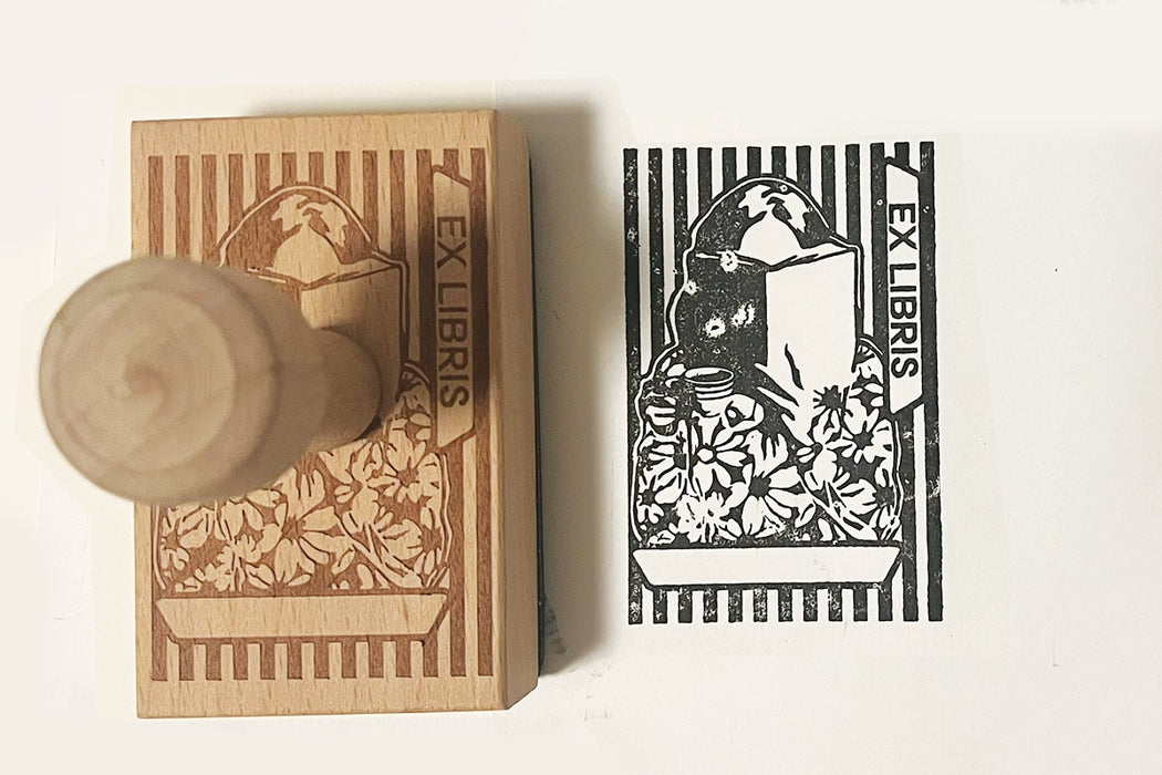 ExLibris Stamp "Flowers and Coffee"